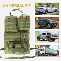 Tactical Back Seat Molle Organizer with 5 Detachable Molle Pouches